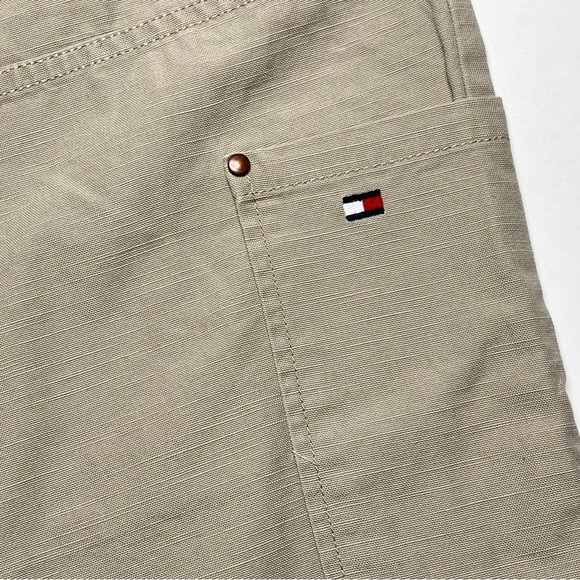 Tommy Hilfiger Womens 14 Khaki Tan Cotton Canvas Shorts Large Front Pockets - Picture 4 of 12
